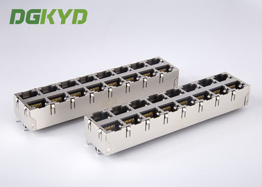 Stack RJ45 Jack หญิง 2X8 ช่องเสียบพอร์ตอีเธอร์เน็ตด้านบน 0811-2X8R-19-F RoHS