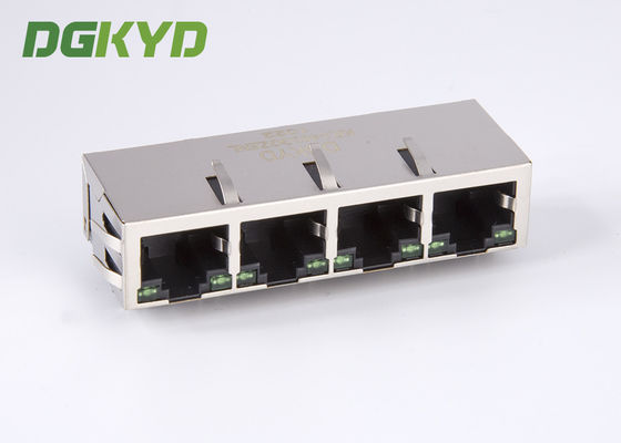 Offset 4 Port 100Mb Magnetic RJ45 Jack With Transformer Cat5 Ethernet Connector