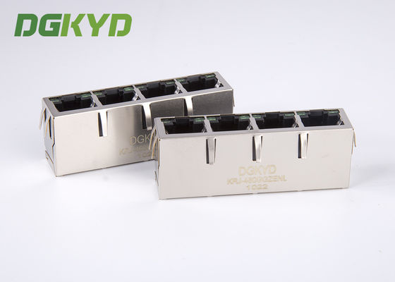 Offset 4 Port 100Mb Magnetic RJ45 Jack With Transformer Cat5 Ethernet Connector