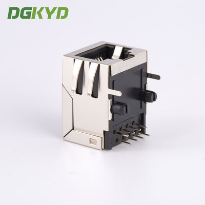 Standard parts single port right angle shield rj45 connector without transformer