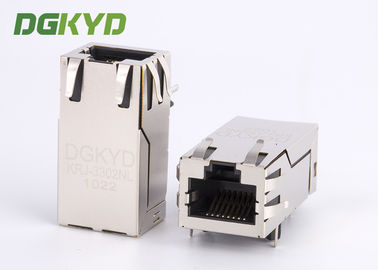 Customized 1000M 33.0mm Single Port 10 Pin Rj45 Connector with Transformer / Leds