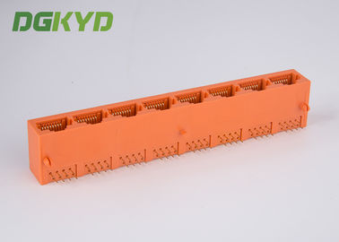 KRJ -592118NL Orange unshielded 8 Ports Rj45 8 Pin Connector Jack For Ethernet Switch