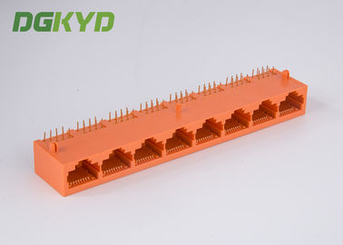 KRJ -592118NL Orange unshielded 8 Ports Rj45 8 Pin Connector Jack For Ethernet Switch