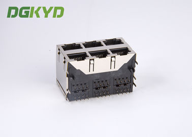 POE Rj45 Connector RJ45 Stack Jack MagJack 10/100BaseT 2X3 Y/G -40 to - 85C