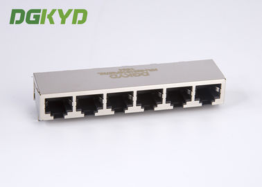 Metal shield ganged 6 port rj45 keystone jack 8P8C without LED tab down