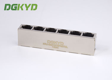 Metal shield ganged 6 port rj45 keystone jack 8P8C without LED tab down