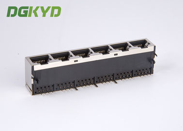 Metal shield ganged 6 port rj45 keystone jack 8P8C without LED tab down