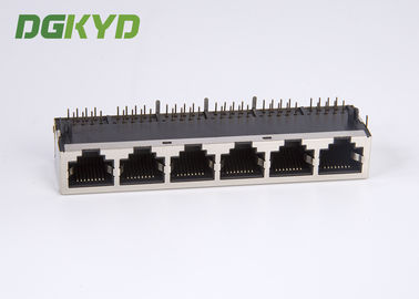 Metal shield ganged 6 port rj45 keystone jack 8P8C without LED tab down