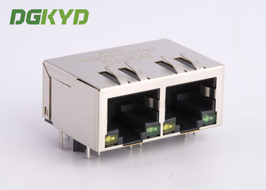 Metal shielded dual port CAT 5 Ethernet Cable connector RJ45 with transformers