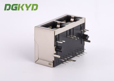 Metal shielded dual port CAT 5 Ethernet Cable connector RJ45 with transformers