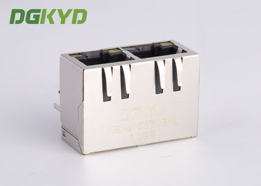 Metal shielded dual port CAT 5 Ethernet Cable connector RJ45 with transformers