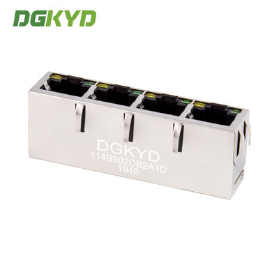 RJ45 Connector 1X4 100Mbps Ethernet Socket With Light And Shielded Ethernet Interface DGKYD114B002DB2A1D