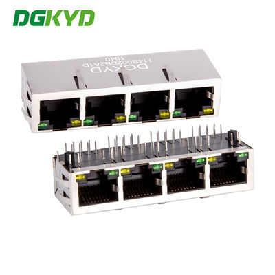 RJ45 Connector 1X4 100Mbps Ethernet Socket With Light And Shielded Ethernet Interface DGKYD114B002DB2A1D
