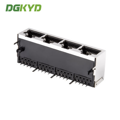 Metal shielded quad port rj45 keystone jack, without LED, RoHS compliant RJ45 horizontal connector with light and shielding interface DGKYD59211418GWA1D13Y1022