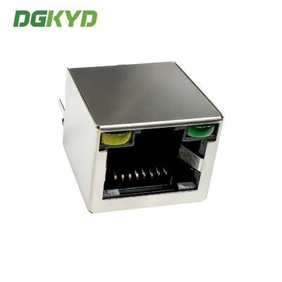 RJ45 single port socket 8P8C with light strip shielding flat pin gold-plated 6U DGKYD52T1188AB1A1DB4