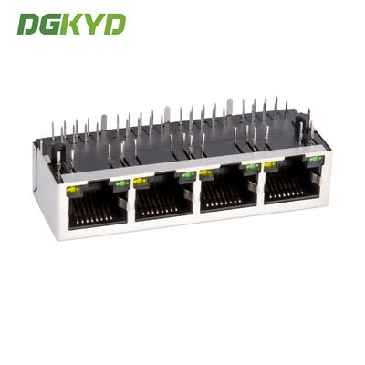 Four cell RJ45 network connector with 100Mbps integrated Ethernet filter DGKYD114B002AB2A1D3