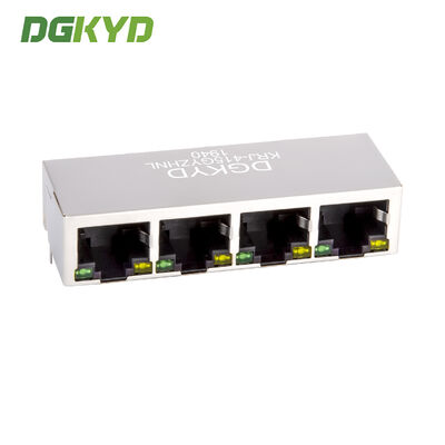 KRJ-415GYZHNL quad cell RJ45 connector 100Mbps integrated filter industrial network port socket