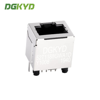 RJ45 Interface 52T 180 Degree In Line Network Port Socket 8P8C No Light Shielding Connector DGKYD52T1188GWA1DY1008