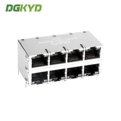 Custom Dual Deck 2x4 RJ45 Connector with Cat6 Speed Performance and Side Entry Mount