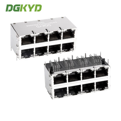 Custom Dual Deck 2x4 RJ45 Connector with Cat6 Speed Performance and Side Entry Mount
