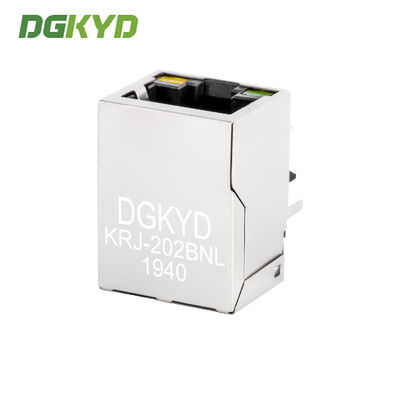 Single Port Gigabit Ethernet 10 Pins PCB Shielded RJ45 Modular Jack with Green/Yellow LED