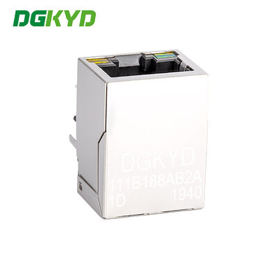 Industrial Grade RJ45 Ethernet Connector with 100Mbps Integrated Transformer and Gold Plating 6u