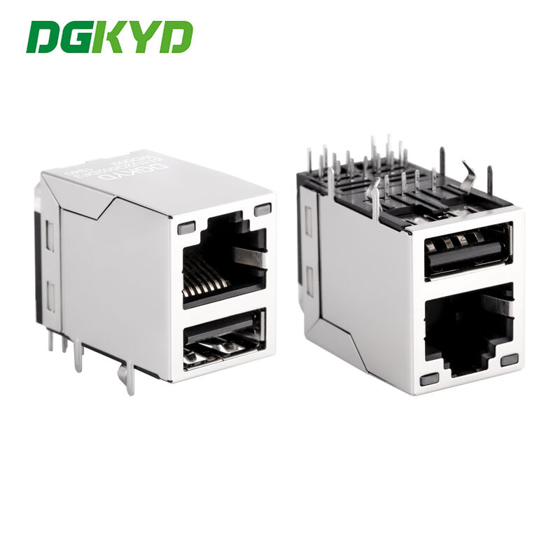 Gigabit RJ45 connector RJ45+USB 2.0 socket with shielding DGKYD611U2Q002DF3WD009