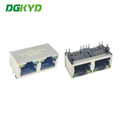KRJ-56S8P8C1X2YGNL Ganged 2 พอร์ต RJ45 Ethernet Jack Combo 100base Tx Rj 45 1 X 2