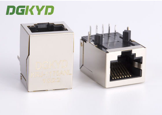 แจ็คโมดูลาร์แม่เหล็ก 100 เมกะบิต RJ45 ตัวเชื่อมต่อสายเคเบิลเครือข่ายพอร์ตเดียวRj45