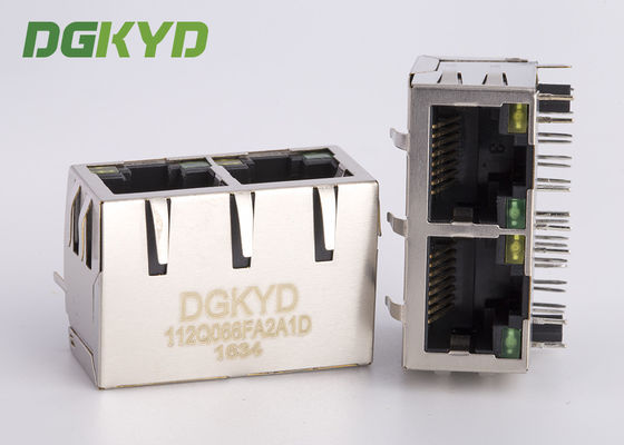 แจ็คเชื่อมต่อสายเคเบิลอีเธอร์เน็ต CAT6 ซ็อกเก็ต Rj45 พร้อมไฟ LED G / Y 1000 BASE-TX