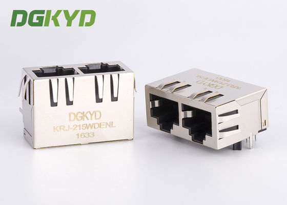 แท็บลง Ganged Double Port Magnetic Modular Jack Cat5e Rj45 Keystone Connector