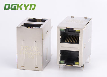 8P8C Cat5 / 5e 100Mb ซ้อนกัน 2 พอร์ต RJ45 Jack Combo พร้อม Transformer