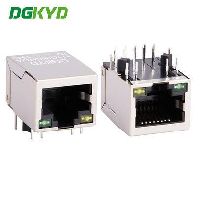 RJ45 ท่าทางเดียว Gigabit RJ45 อินเตอร์เฟซเครือข่ายด้วยไฟ LED และ PIN pin flush 4.06 DGKYD111Q068AB2A1D