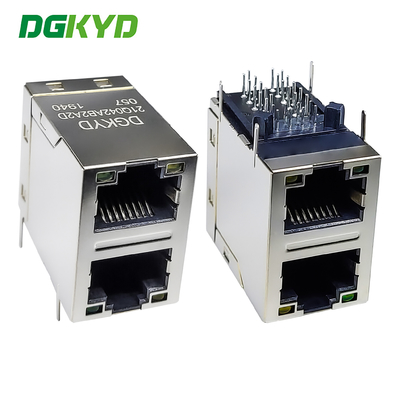 เครื่องเชื่อมต่อ RJ45 หลายพอร์ต เครื่องกรอง Gigabit 6U 2X1 โมดูเลอร์ โบล็อกโซเคท เครื่องเชื่อมต่อพอร์ตเครือข่าย RJ45 DGKYD21Q042AB2A2D057