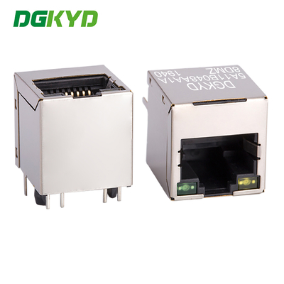 RJ45 โมดูล 8P8C ซ็อคเก็ตอีเทอร์เน็ตความเร็ว 100Mbps กับพื้นผิวหน้าต่างที่คอมแพคต์ DGKYD5A11B048AA1A8DMZ
