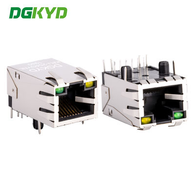 100 BASE cat 5 พอร์ตเดียว 6 พิน Rj45 Lan Jack สำหรับตัวรับส่งสัญญาณไฟเบอร์ออปติก KRJ-254GYNL