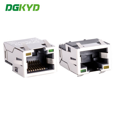 สายพานเดียว Tab Up Gold Plate RJ45 Ethernet Connector SMD Cat6 โปรไฟล์ต่ํามาก