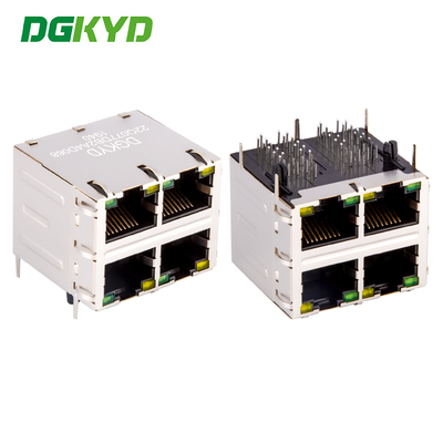 แจ็คโมดูลาร์ RJ45 Cat6 แบบมีฉนวน 2X2 Double Deck 4 พอร์ต 1000M พร้อมตัวกรองอีเธอร์เน็ต DGKYD22Q077DB2A4D068