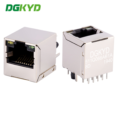 เครื่องเชื่อม RJ45 สูง 180 องศา การใส่ตรง กิกะบิตกรองบูรณาการ DGKYD511Q066AB1A8D