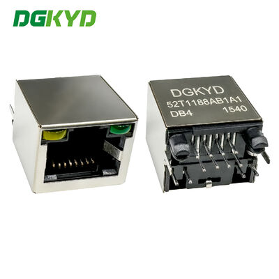 RJ45 โซกิตพอร์ตเดียว 8P8C พร้อมการป้องกันเส้นแสงปูนเรียบทอง 6U DGKYD52T1188AB1A1DB4