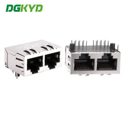 RJ45 คอนเนกเตอร์สองประตูไม่มีกรองที่ติดตั้ง ไม่มีสายแสง ปิดหน้า 4.57 มม DGKYD112B035HWA1D13