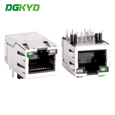 เครื่องเชื่อมต่อ PCB RJ45 ที่ป้องกัน Gigabit ehternet พร้อมโซเคทเครือข่าย RJ45 โทรแปลง DGKYD311Q018DE3A4D