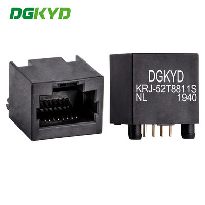 180 องศา ทางเข้าด้านบน Ultrathin Rj45 Connector Ethernet Cable Socket KRJ-52T8811SNL