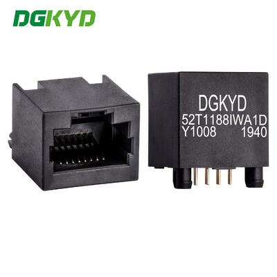 RJ45 เต้ารับเครือข่ายแนวตั้ง 8P8C พลาสติกทั้งหมด DGKYD52T1188IWA1DY1008