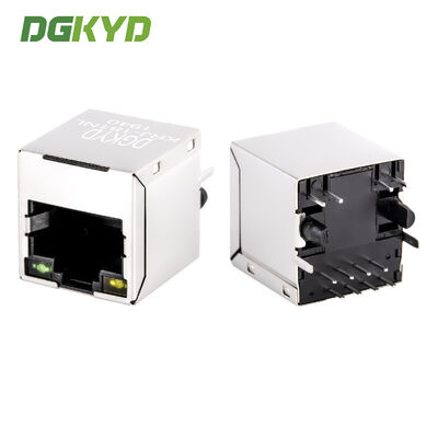 KRJ-181NL 180 องศา Cat5e Rj45 Connector ติดตั้ง Mesh Outlet Socket RoHS ด้วยแม่เหล็กภายในและ LED