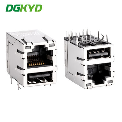 RJ45 พร้อมโซเคท USB 2.0 จิกาบิตอินเทกรีตฟิลเตอร์เครือข่ายพานเชื่อม KRJ-008QUSBNL
