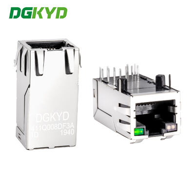 เครื่องเชื่อมต่อเครือข่ายกรอง RJ45 ที่มีประตูเดียว พร้อมแสงและการป้องกัน PBT DGKYD411Q008DF3A1D