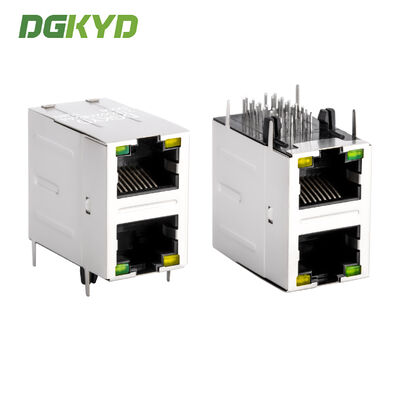 100 Base-T Stacked 2 Port RJ45 แจ็คโมดูล พร้อมฟิลเตอร์อีเทอร์เน็ตมุมขวาแม่เหล็ก