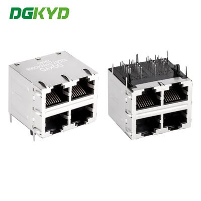 RJ45 Connector Modular Jack with Internal Magnetics 2X2 Port Configuration CAT6 เหมาะสม
