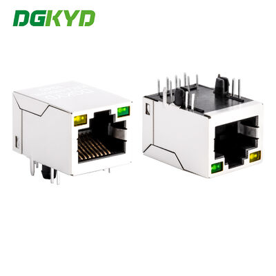 เครื่องเชื่อม Ethernet มุมขวา CAT5e RJ45 พร้อม LED และเครื่องกรองเครือข่ายสําหรับเครือข่ายที่มีประสิทธิภาพสูง